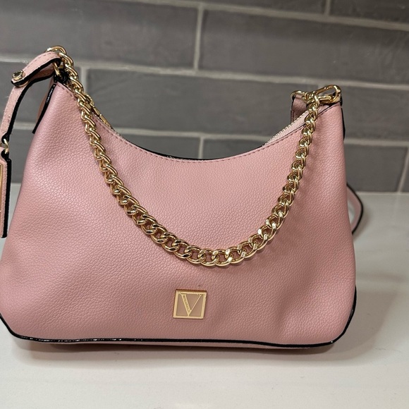 Victoria's Secret Rose Pink and Gold Shoulder Bag with Crescent Silhouette - Picture 2 of 15